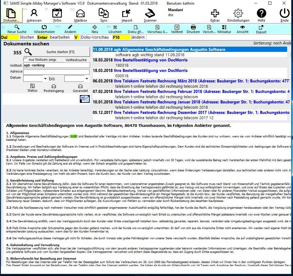 beispiel suche notiz
